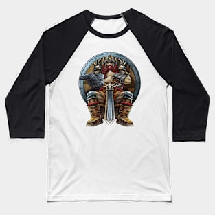Viking On Throne - Nordic Norse Valhalla Baseball T-Shirt